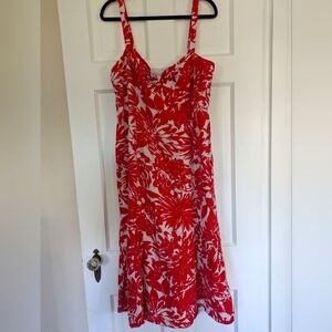 Maggie London Silk Floral Midi Dress 16